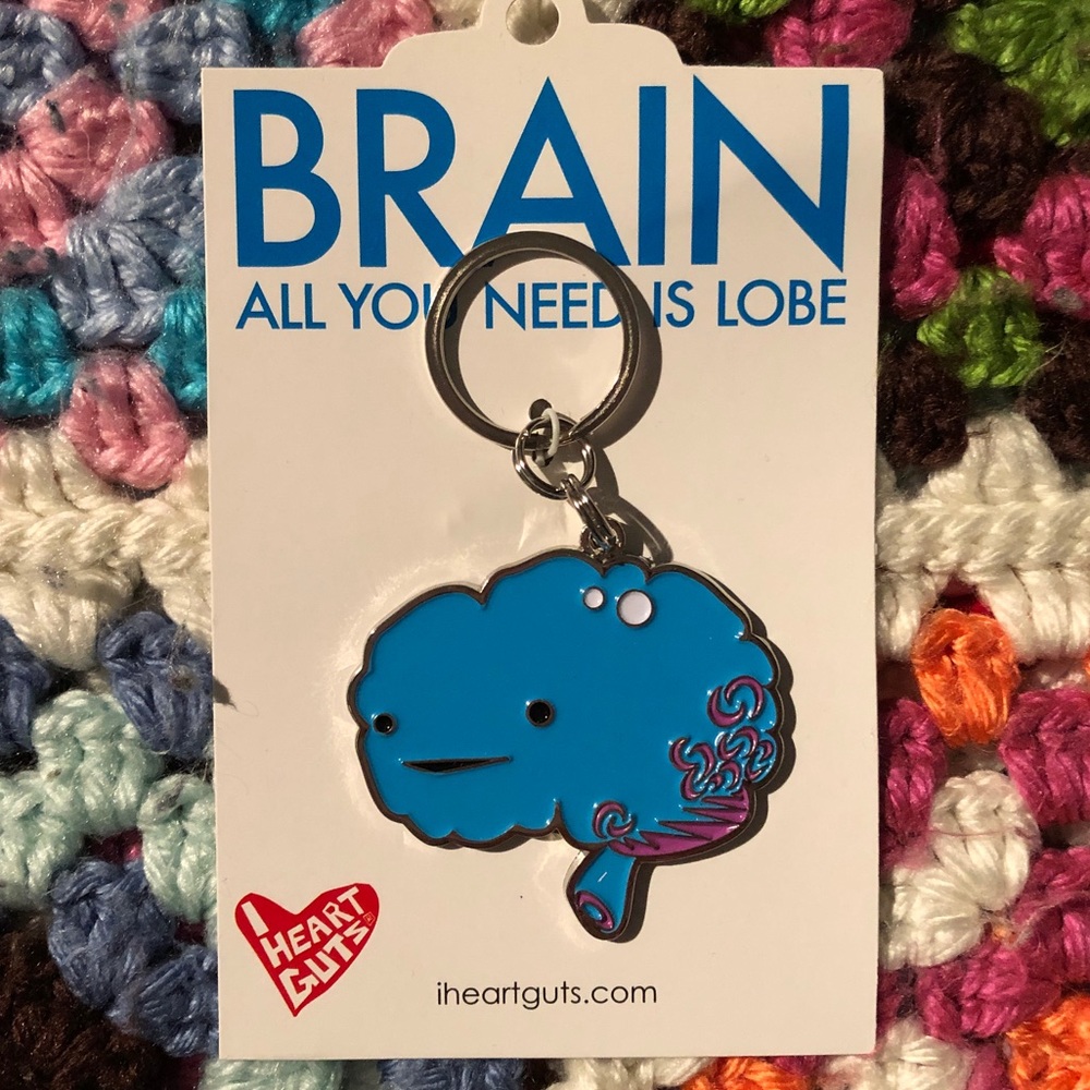 New In Package I Heart Guts Brain Keychain Bag Charm - Geeky Cute Gift!
